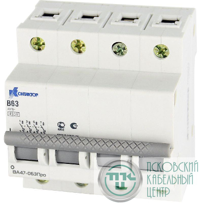 Выключатель автоматический модульный 4п B 3А 4.5кА ВА47-063Про Контактор 7000062