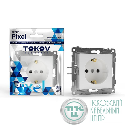 Розетка 1-м СП Pixel 16А IP20 с заземл. механизм бел. TOKOV ELECTRIC TKE-PX-R1Z-C01