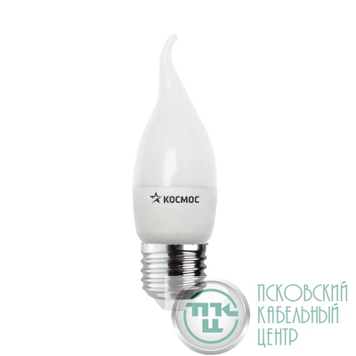 Лампа светодиодная CW 5Вт свеча на ветру 4500К бел. E27 440лм 220-240В КОСМОС Lksm_LED5wCWE2745