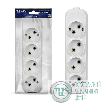 Колодка удлинителя 4-м 10А без заземл. АБС-пластик бел. TOKOV ELECTRIC TKE-C01-KU4
