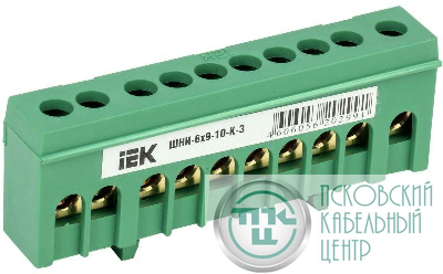 Шина PE "земля" в корп. изол. на DIN-рейку ШНИ-6х9-10-К-З IEK YNN10-69-10KD-K06
