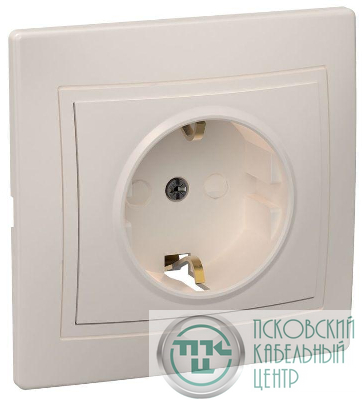 Розетка 1-м СП Кварта РСш10-3-Км 16А IP20 с заземл. защ. шторки керамика крем. GENERICA ERK14-K33-16-K