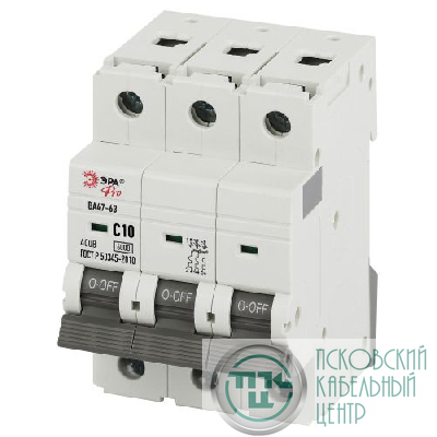 Выключатель автоматический 3п C 10А 6кА ВА47-63 PRO VA63-3P10C6 Эра Б0063167