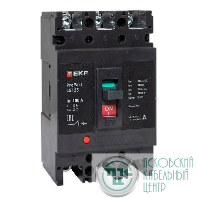 Выключатель автоматический LS125 18кА 3P 100А ProPact EKF mccb-125-18-3-100-ls