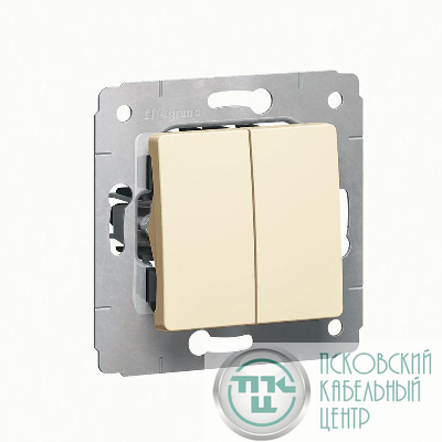 Переключатель проходной 2-кл. СП Cariva 10А IP20 250В механизм сл. кость Leg 773708