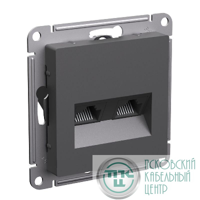 Розетка компьютерная 2-м AtlasDesign RJ45+RJ45 кат.5E механизм базальт SE ATN001485