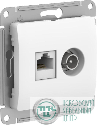 Розетка компьютерная + телевизионная 2-м Glossa RJ45 кат.5E + TV механизм бел. SE GSL000189