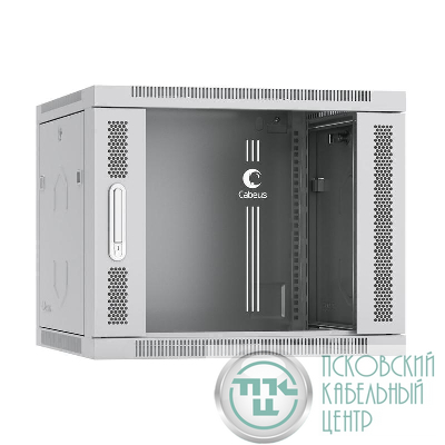 Шкаф телекоммуникационный настенный SH-05F-9U60/35 19дюйм 9U 600х350х501мм дверь стекло сер. (RAL 7035) Cabeus 7117c