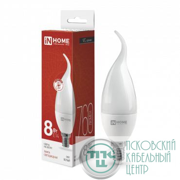 Лампа светодиодная LED-СВЕЧА НА ВЕТРУ-VC 8Вт свеча на ветру 4000К нейтр. бел. E14 760лм 230В IN HOME 4690612030432
