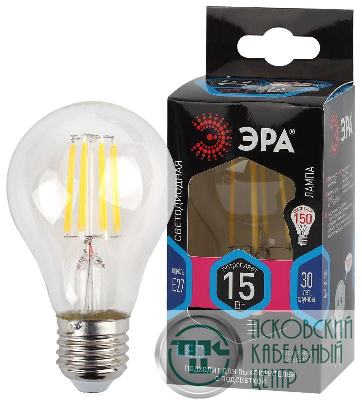 Лампа светодиодная филаментная F-LED-15W-840-E27 15Вт A60 грушевидная 4000К нейтр. бел. E27 Эра Б0046983