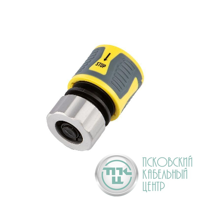 Коннектор для шланга быстросъемный 1/2дюйм с аквастопом термопластичной резиной и зажимной гайкой из цинка Профи ЧЕТЫРЕ СЕЗОНА 62-0305-F