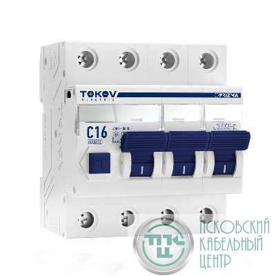 Выключатель автоматический дифференциального тока 4п (3P+N) C 16А 30мА тип AC 6кА PRIZMA TOKOV ELECTRIC TKE-PZ60-RCBO-4-16-30-AC