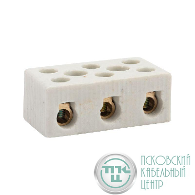 Клемма керамическая винтовая 16кв.мм 3 пары контактов с крепежным отверстием (уп.45шт) Rexant 07-6228