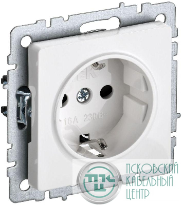 Розетка Btrite РС14-1-0-БрБ 16А с заземл. бел. IEK BR-R14-16-K01-PRO