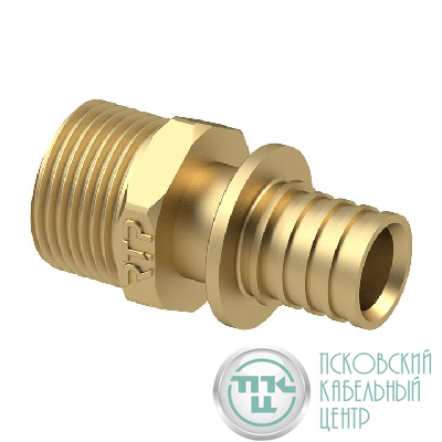 Муфта аксиальная латунь наружн. резьба 20х1/2дюйм жел. RTP 34780