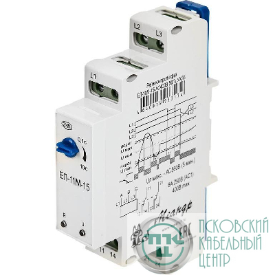 Реле контроля напряжения 3ф ЕЛ-11М-15 УХЛ4 AC 400В задержка срабатывания 01...10с ток контактов исполнит. реле 8А 2п Меандр A8302-16933174