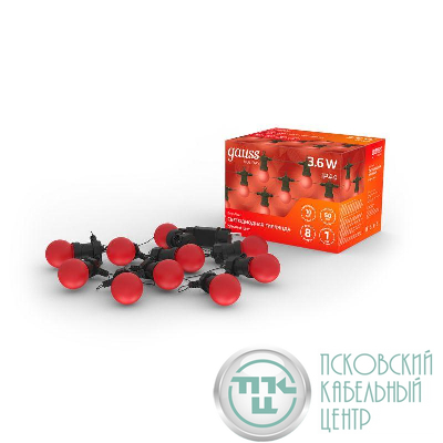 Гирлянда светодиодная Holiday Белт Лайт 7.7м 10 красн. несменных ламп IP44 GAUSS HL064