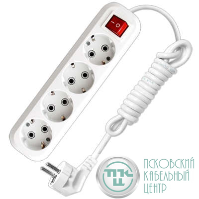 Удлинитель 4х2м с заземл. 16А IP20 S-304 ПВС 3х1 с выкл. UNIVersal 9634419