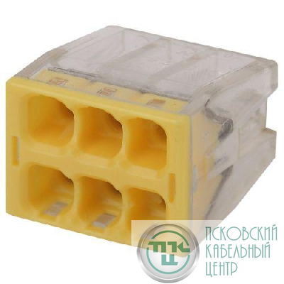 Клемма строительно-монтажная СМК компактная 246 NO-224-44 6-проводная 0.5-2.5кв.мм с пастой (уп.4шт) Эра Б0043962