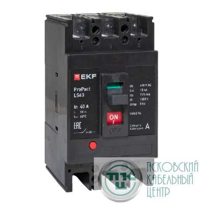 Выключатель автоматический 3п 40А 15кА LS63 ProPact EKF mccb-63-15-3-40-ls