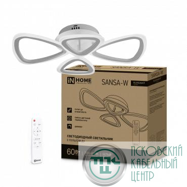 Светильник светодиодный ELEGANT SANSA-W 60Вт 3000-6500К 4700лм 230В 600х400х75мм с пультом ДУ бел. IN HOME 4690612043326