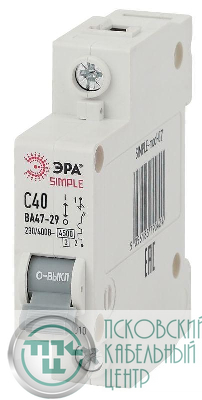 Выключатель автоматический модульный 1п C 40А 4.5кА ВА47-29 SIMPLE-mod-07 ЭРА Б0039224
