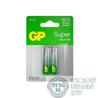 Элемент питания алкалиновый AA/LR6 1.5В Super Alkaline G-Tech 15AA21-2CRSBC2 20/160 (блист.2шт) GP 1223