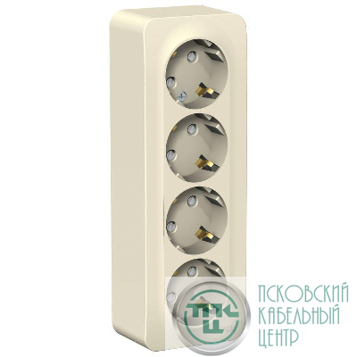 Розетка 4-м ОП Blanca 16А IP20 250В с заземл. защ. шторки с изолир. пластиной молоч. SE BLNRA011412