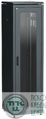 Шкаф сетевой 19дюйм LINEA N 42U 600х800мм стеклянная передняя дверь задняя металлическая черн. ITK LN05-42U68-GM
