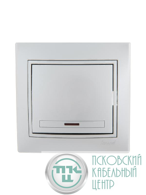 Выключатель 1-кл. СП Mira 10А IP20 с подсветкой со вставкой сер. метал. LEZARD 701-1010-111