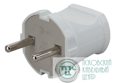 Вилка без заземл. прямая 10А бел. Vx1-W ЭРА Б0039671