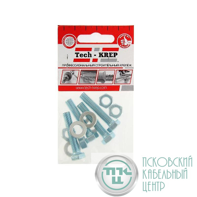 Болт с шестигранной головкой М8х40 DIN 933 + гайка + шайба оцинк. (уп.4шт) Zitar 112723