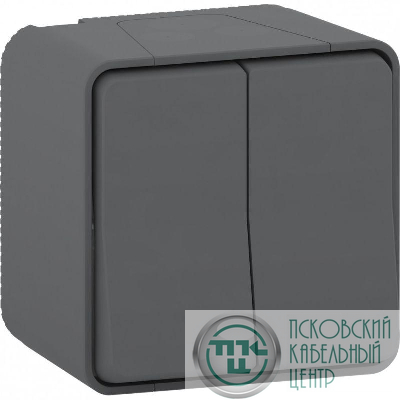 Переключатель 2-кл. ОП Mureva Styl 10А IP55 (сх. 6+6) в сборе антрацит SchE MUR35022