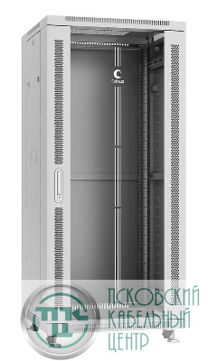 Шкаф монтажный телекоммуникационный напольный SH-05C-27U60/100 19дюйм для распред. и серверн. оборудования 27U 600х1000х1388мм передн. стеклян. и задн. сплошн. метал. двери ручка с замком сер. (RAL 7035) Cabeus 7055c