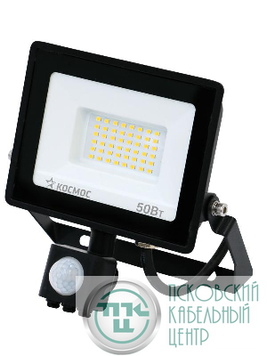 Прожектор светодиодный 50Вт 6500К IP65 4000лм с датчиком Super-Slim КОСМОС K_PR5_LED_50S