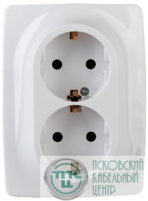 Розетка 2-м СП Эра12 12-2106-01 16А IP20 16AX 250В 2х2P+E Schuko бел. Эра Б0031228