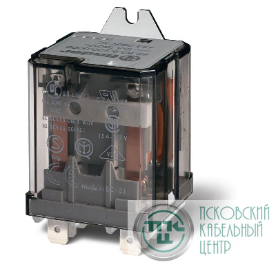 Реле силовое электромеханич. монтаж в наконечники Faston 250 (6.3х0.8мм) 2NO 16А AgCdO (зазор >/=3мм) 230В AC RTI без монтаж. фланца FINDER 628282300309