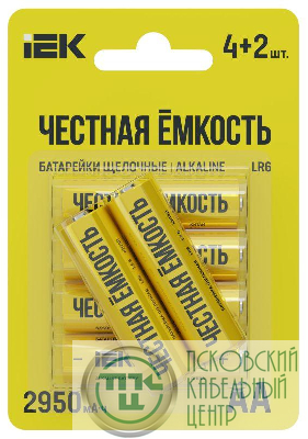 Элемент питания алкалиновый LR6/AA ПРОМО (блист.4+2шт) IEK ABT-LR06-OP-L04-02