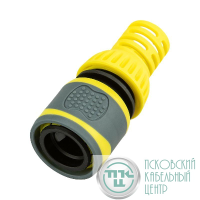 Коннектор для шланга быстросъемный 3/4дюйм с аквастопом с защитой от перегибов ЧЕТЫРЕ СЕЗОНА 62-0303-F