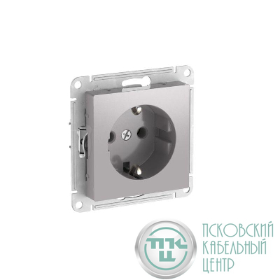 Розетка AtlasDesign 16А с заземл. быстрозажим. клем. механизм алюм. SE ATN000343S