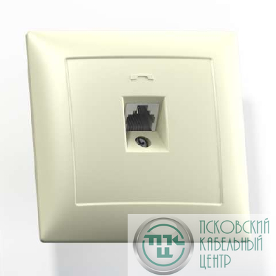 Розетка телефонная 1-м СП Селена РТ1-398 сл. кость Кунцево 8149