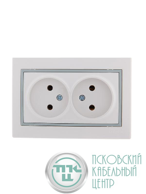 Розетка 2-м СП Mira 16А IP20 без заземл. с сер. вставкой керамика бел. LEZARD 701-0215-128