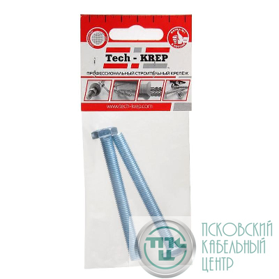 Болт с шестигранной головкой М8х100 DIN 933 оцинк. (уп.2шт) Tech-Krep/Zitar 103924