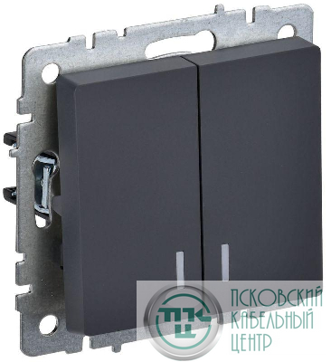 Выключатель 2-кл. СП BRITE ВС10-2-1-БрГ 10А с индик. механизм графит IEK BR-V20-1-10-K53