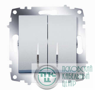 Выключатель 2-кл. СП Cosmo 10А IP20 с подсветкой механизм алюм. ABB 619-011000-203
