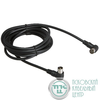 Шнур TV PLUG - TV JACK 1.5М угловой черн. Rexant 18-0012
