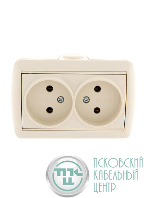 Розетка 2-м ОП Nata 16А IP20 без заземл. керамика крем. LEZARD 710-0300-128