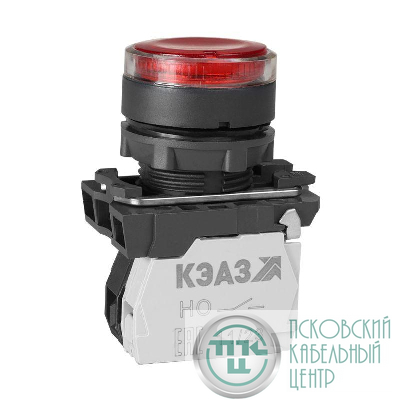 Кнопка КМЕ4610мЛ-24В-красный-1но+0нз-цилиндр-индикатор-IP65 КЭАЗ 285874