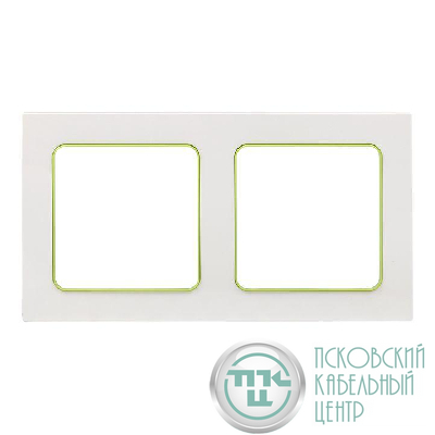 Рамка 2-м Стокгольм бел. с линией цвета зел. PROxima EKF EXM-G-303-20