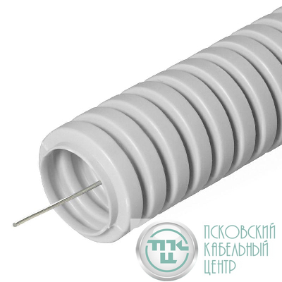Труба гофрированная ПВХ d16мм с протяжкой сер. (уп.100м) Строитель PR.031600
